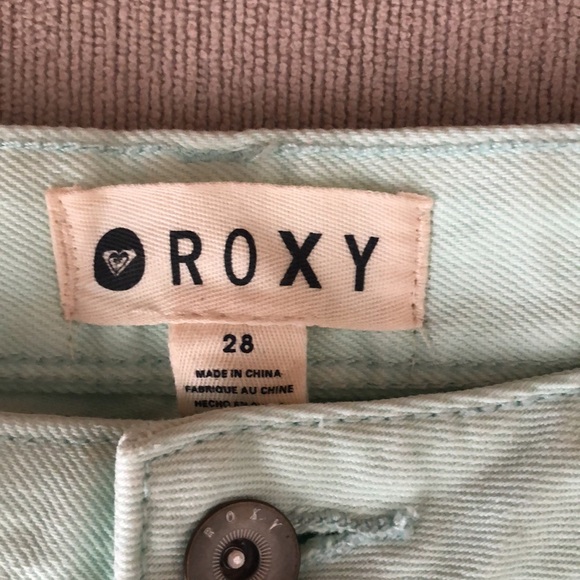 Mint green Roxy jean shorts. - Picture 2 of 4